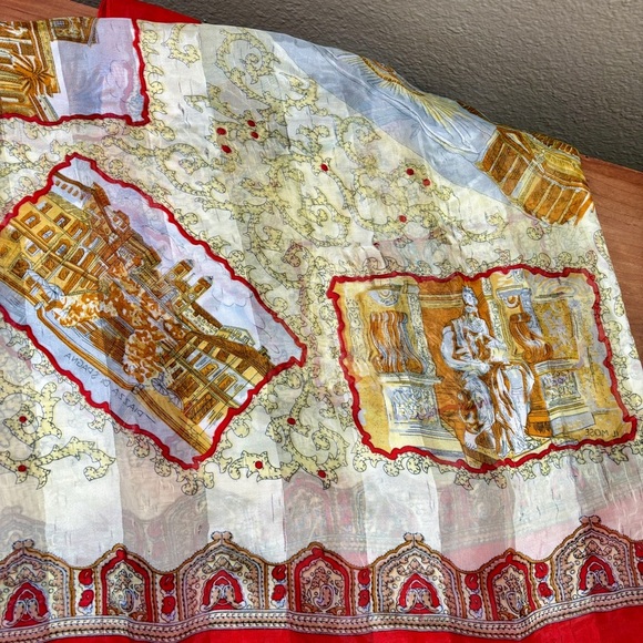 Vintage Italian Silk Scarf with Iconic Landmark Scenes in Italy size 38”x38” - Picture 16 of 16